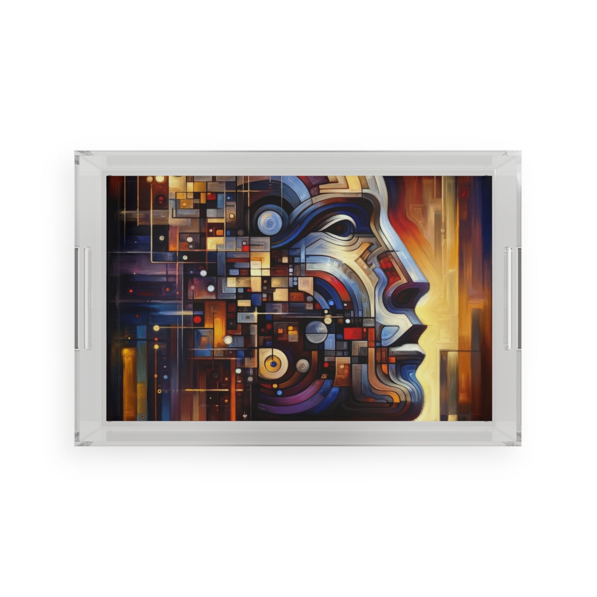 Reflective Tachism Shield Acrylic Serving Tray - ATUH.ART