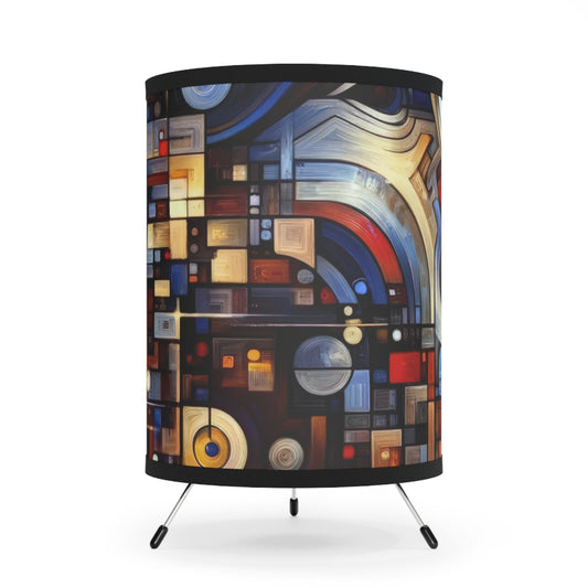 Reflective Tachism Shield Tripod Lamp with High-Res Printed Shade, US\CA plug - ATUH.ART