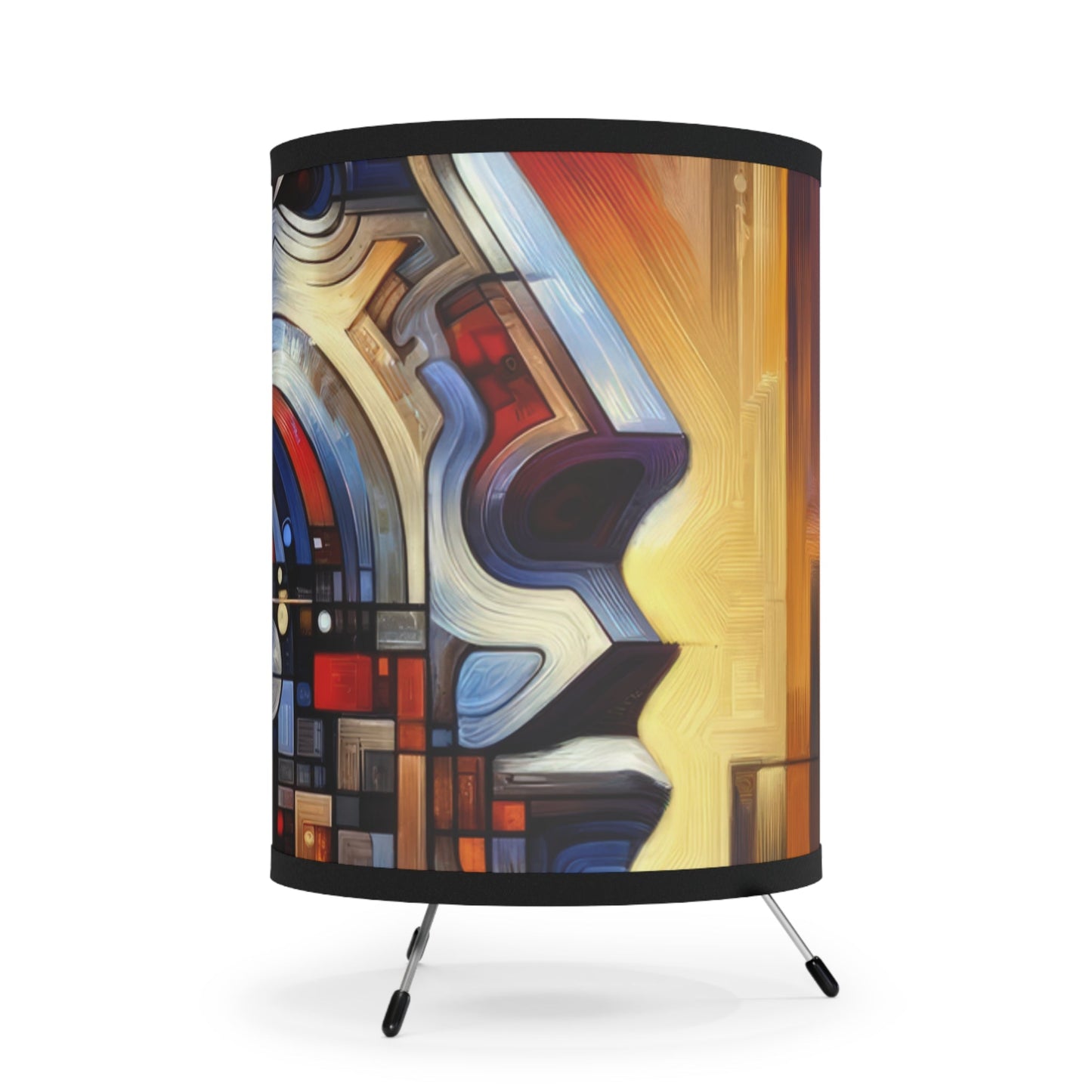 Reflective Tachism Shield Tripod Lamp with High-Res Printed Shade, US\CA plug - ATUH.ART
