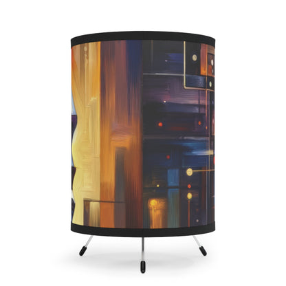 Reflective Tachism Shield Tripod Lamp with High-Res Printed Shade, US\CA plug - ATUH.ART