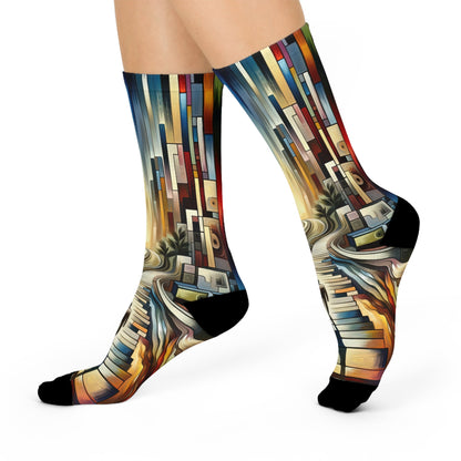 Relatable Journey Abstraction Cushioned Crew Socks - ATUH.ART