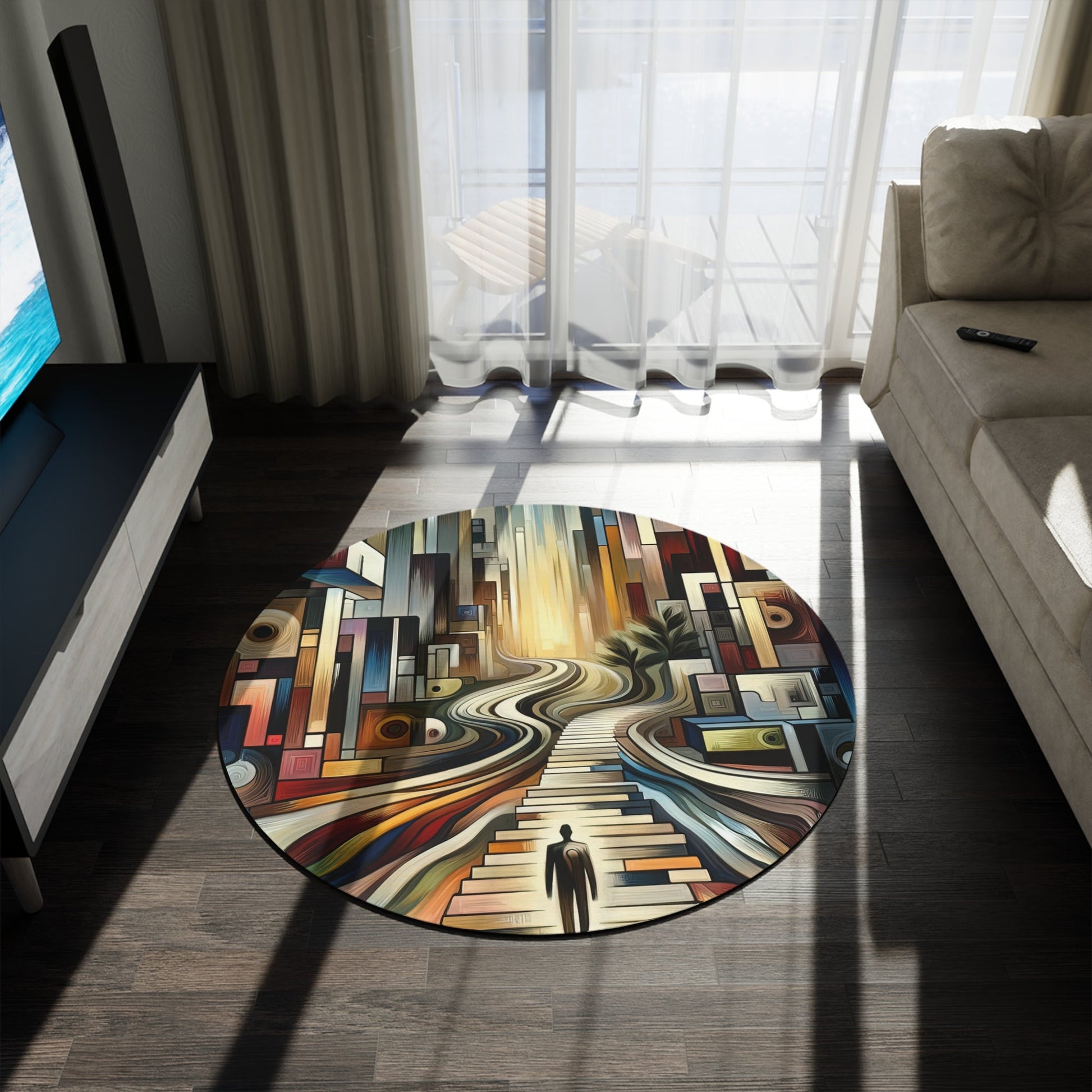 Relatable Journey Abstraction Round Rug - ATUH.ART