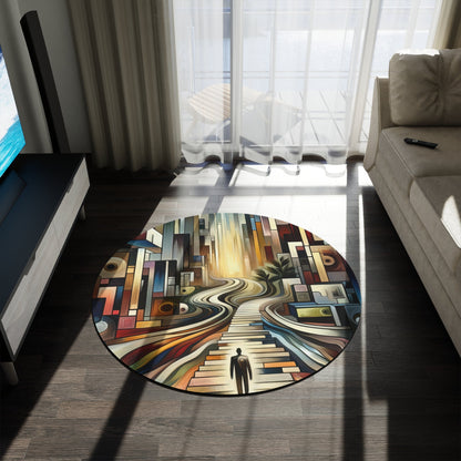 Relatable Journey Abstraction Round Rug - ATUH.ART