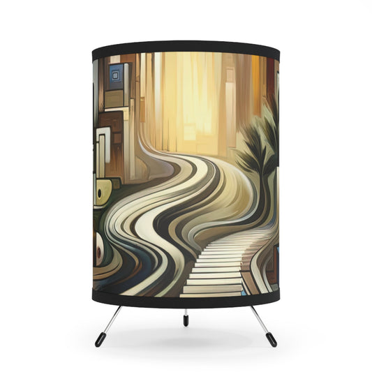 Relatable Journey Abstraction Tripod Lamp with High-Res Printed Shade, US\CA plug - ATUH.ART