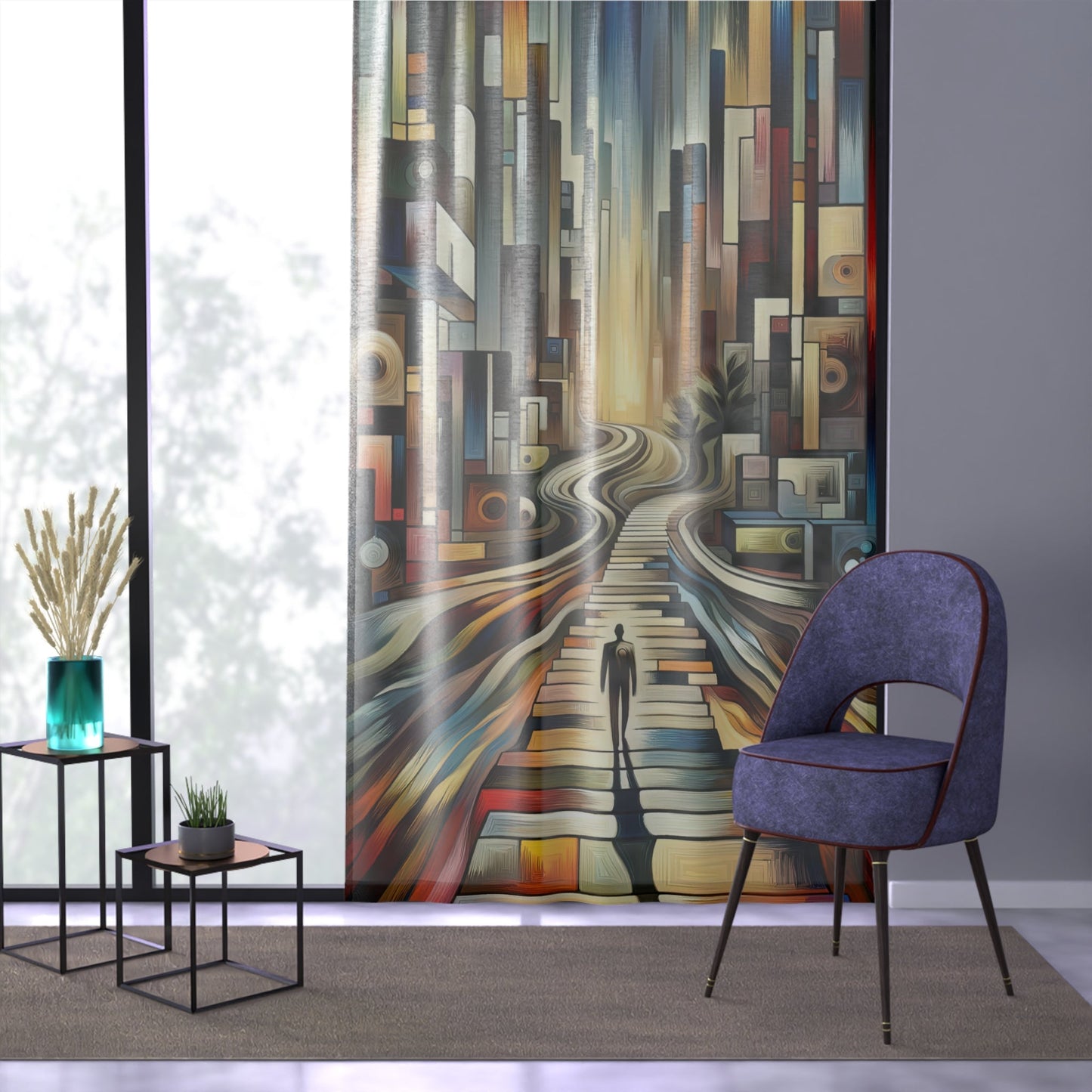 Relatable Journey Abstraction Window Curtain - ATUH.ART