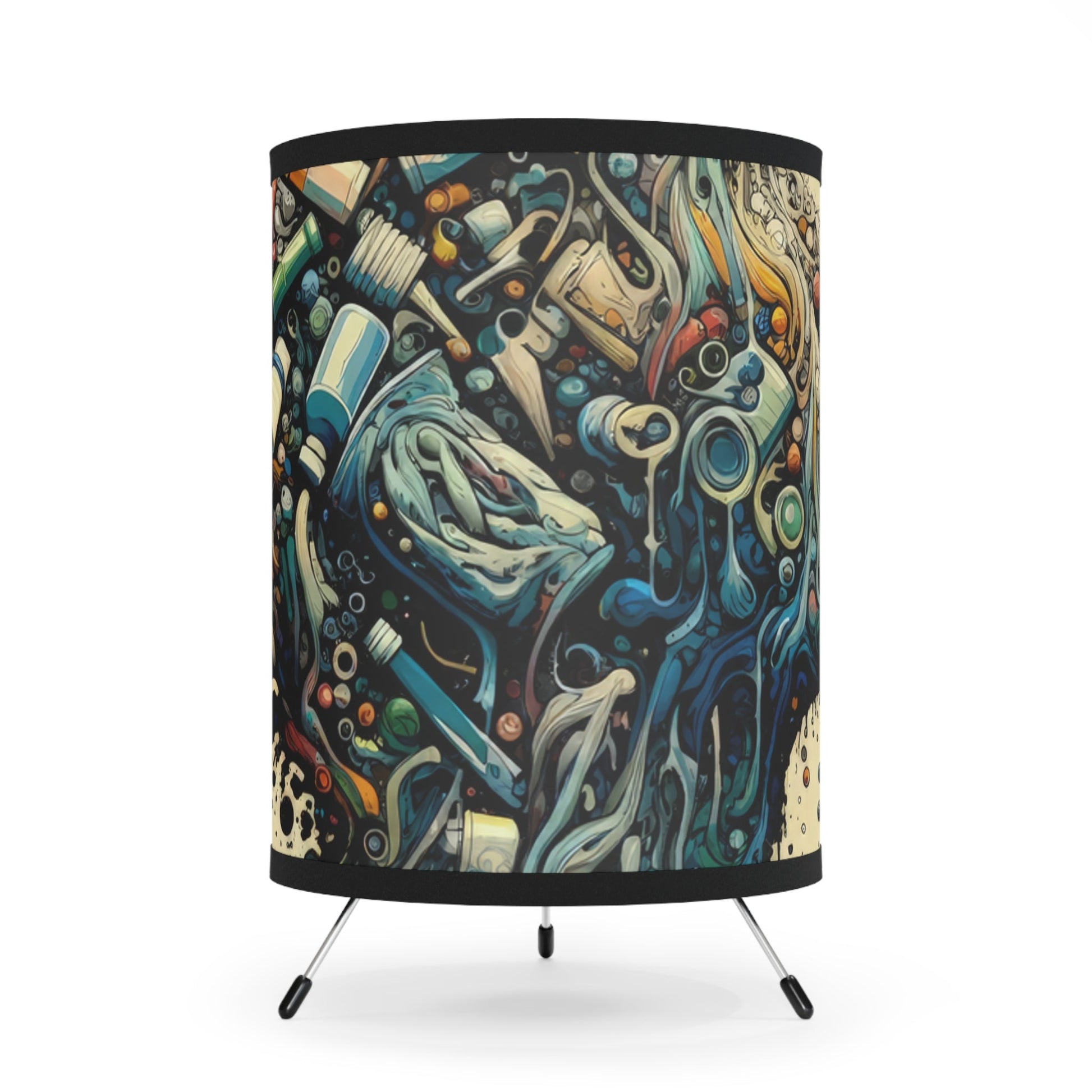 Rethinking Consumption Transformation Tripod Lamp with High-Res Printed Shade, US\CA plug - ATUH.ART