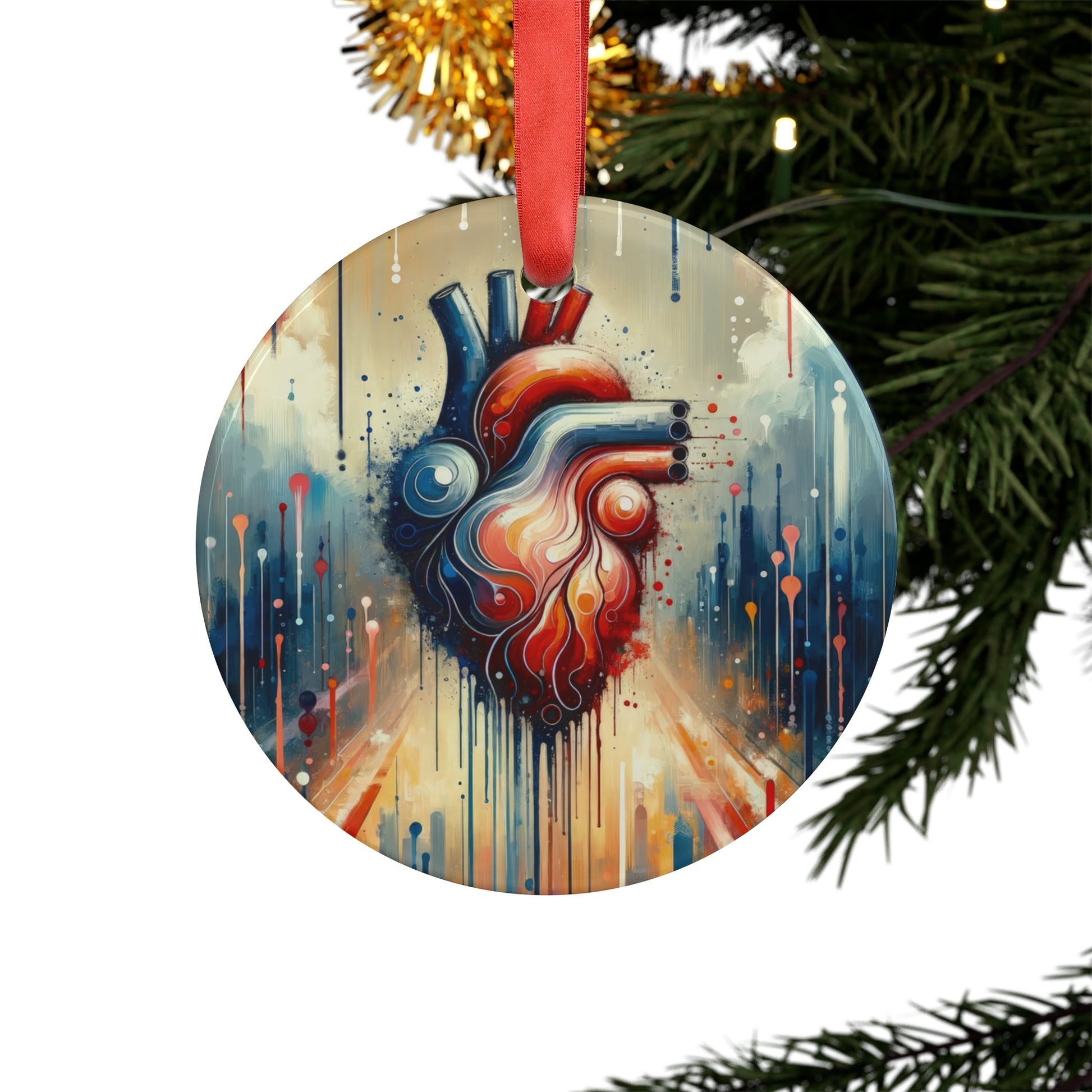 Rhythmic Heart Harmony Acrylic Ornament with Ribbon - ATUH.ART