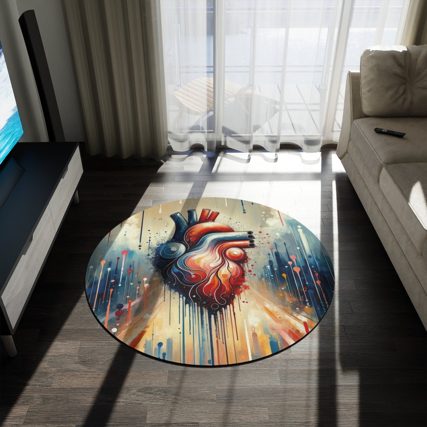 Rhythmic Heart Harmony Round Rug - ATUH.ART