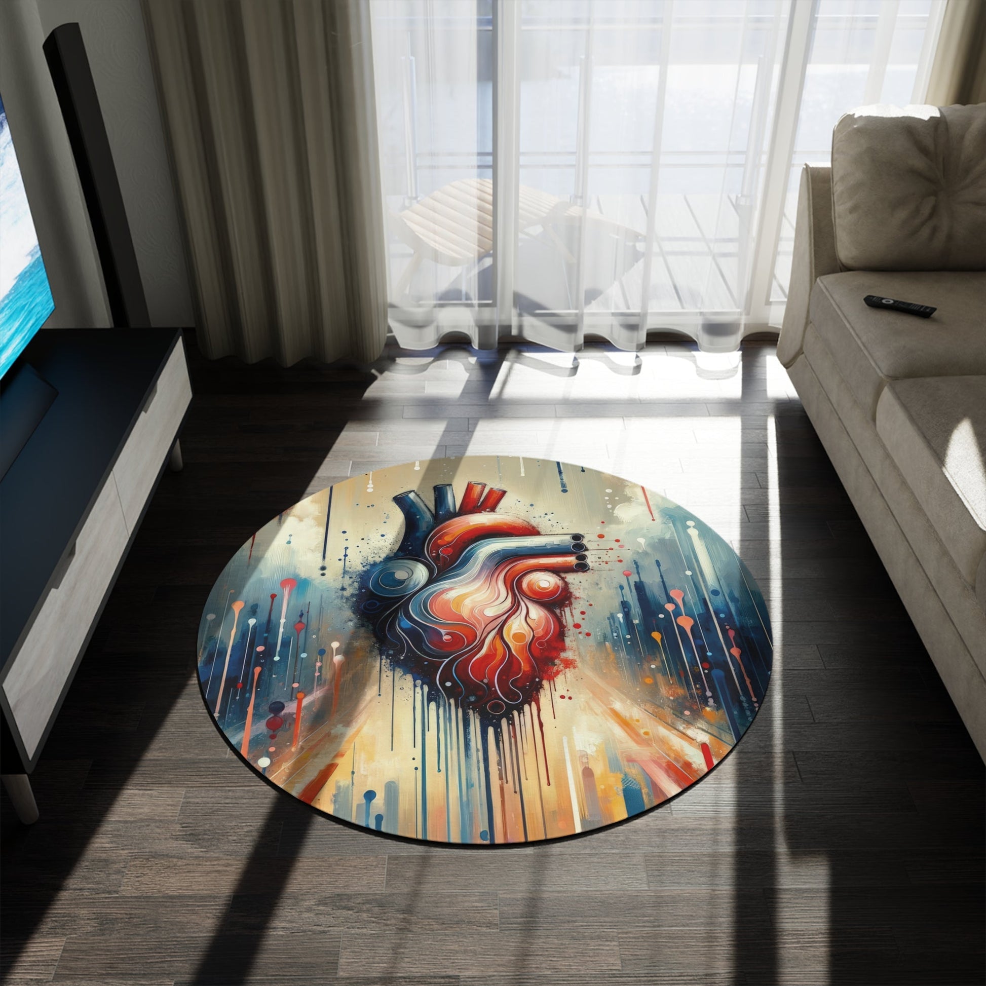Rhythmic Heart Harmony Round Rug - ATUH.ART