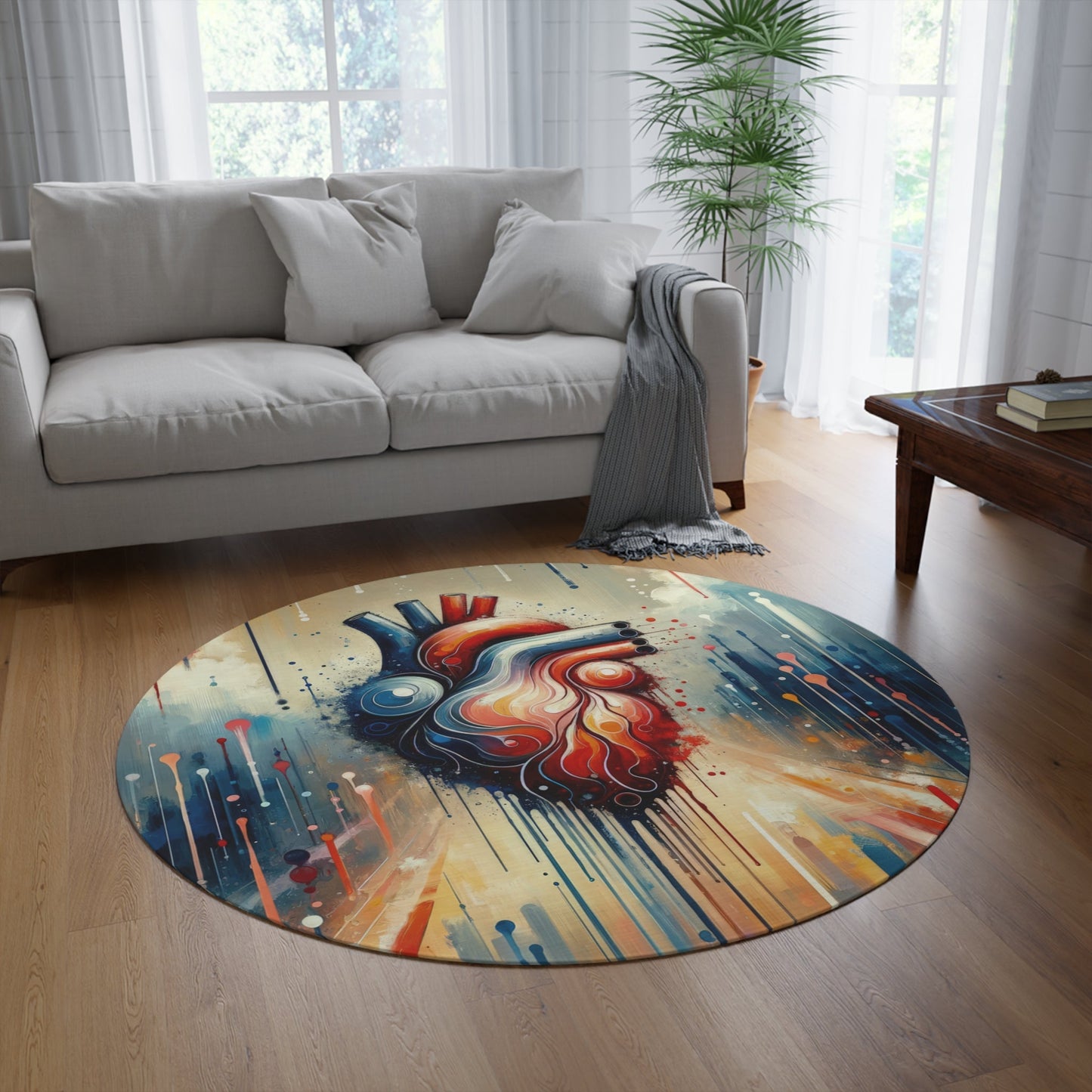 Rhythmic Heart Harmony Round Rug - ATUH.ART