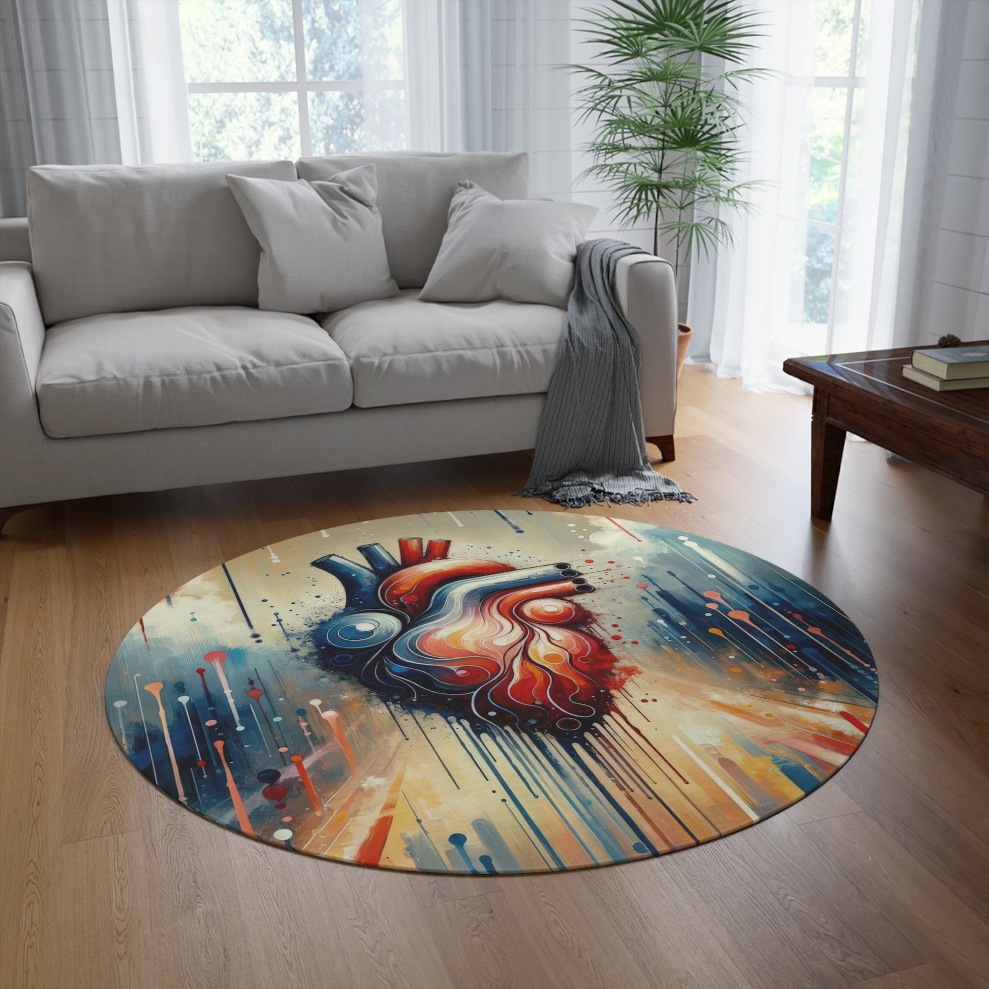 Rhythmic Heart Harmony Round Rug - ATUH.ART