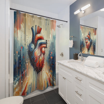 Rhythmic Heart Harmony Shower Curtains - ATUH.ART
