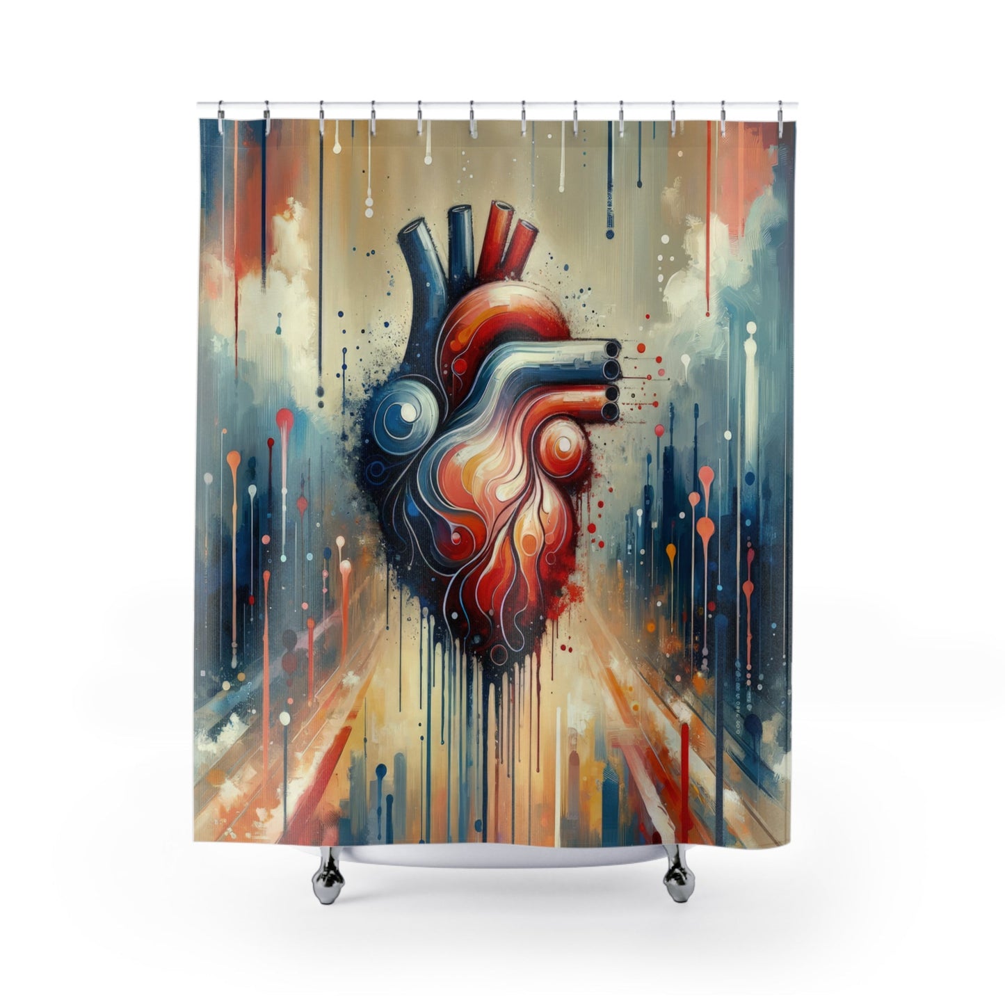 Rhythmic Heart Harmony Shower Curtains - ATUH.ART