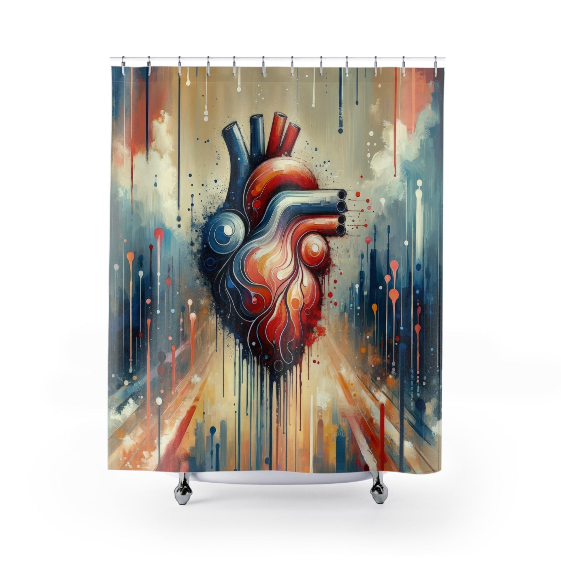Rhythmic Heart Harmony Shower Curtains - ATUH.ART