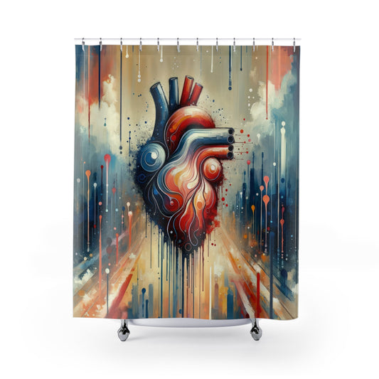 Rhythmic Heart Harmony Shower Curtains - ATUH.ART