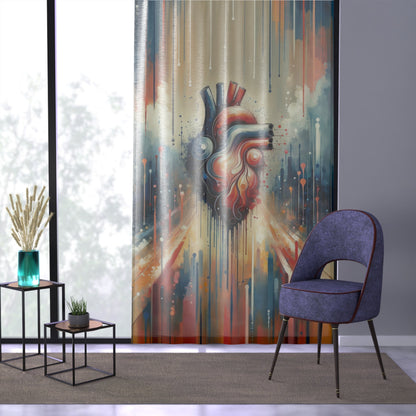Rhythmic Heart Harmony Window Curtain - ATUH.ART
