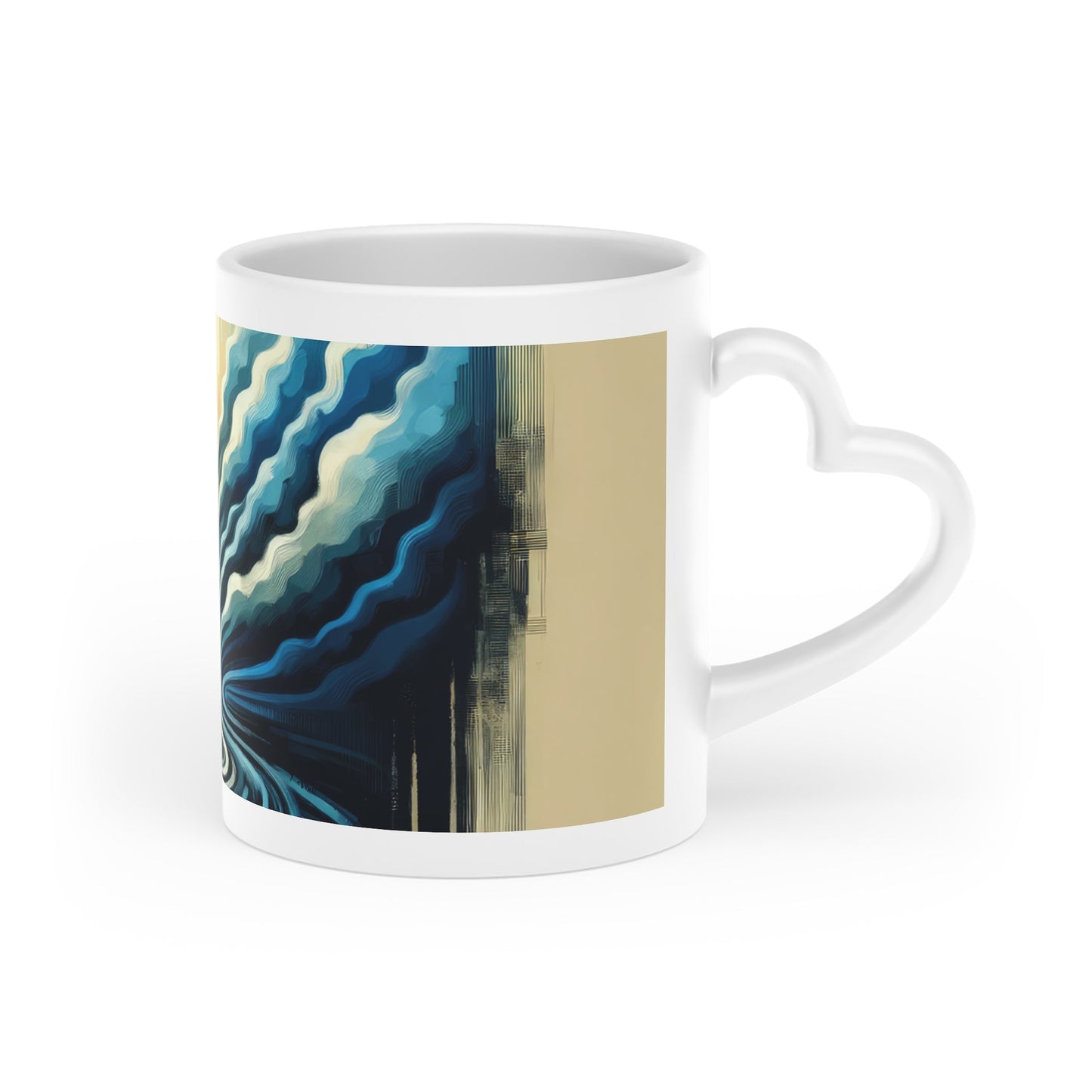 Ripple Effect Abstract Heart-Shaped Mug - ATUH.ART