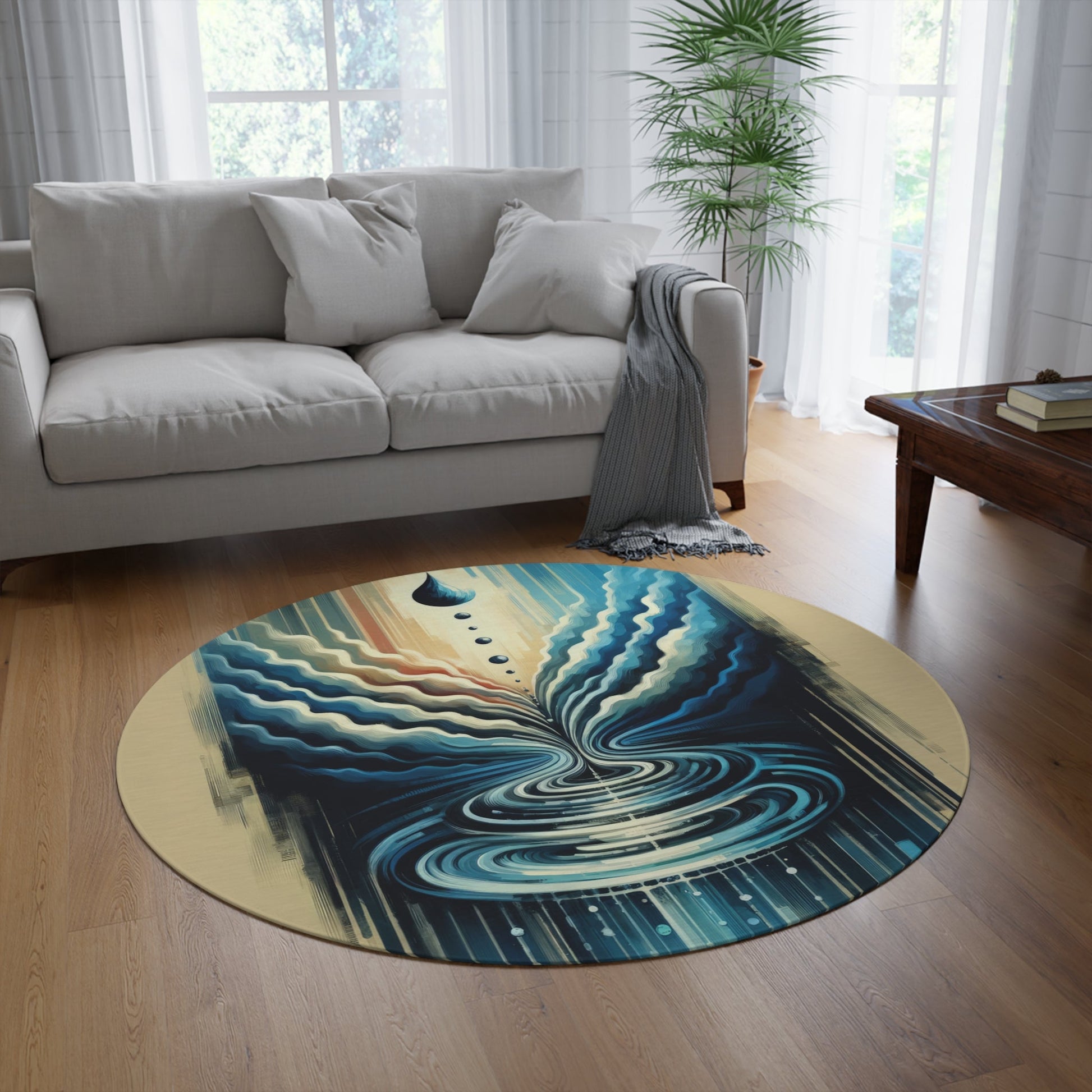 Ripple Effect Abstract Round Rug - ATUH.ART