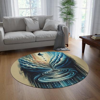 Ripple Effect Abstract Round Rug - ATUH.ART