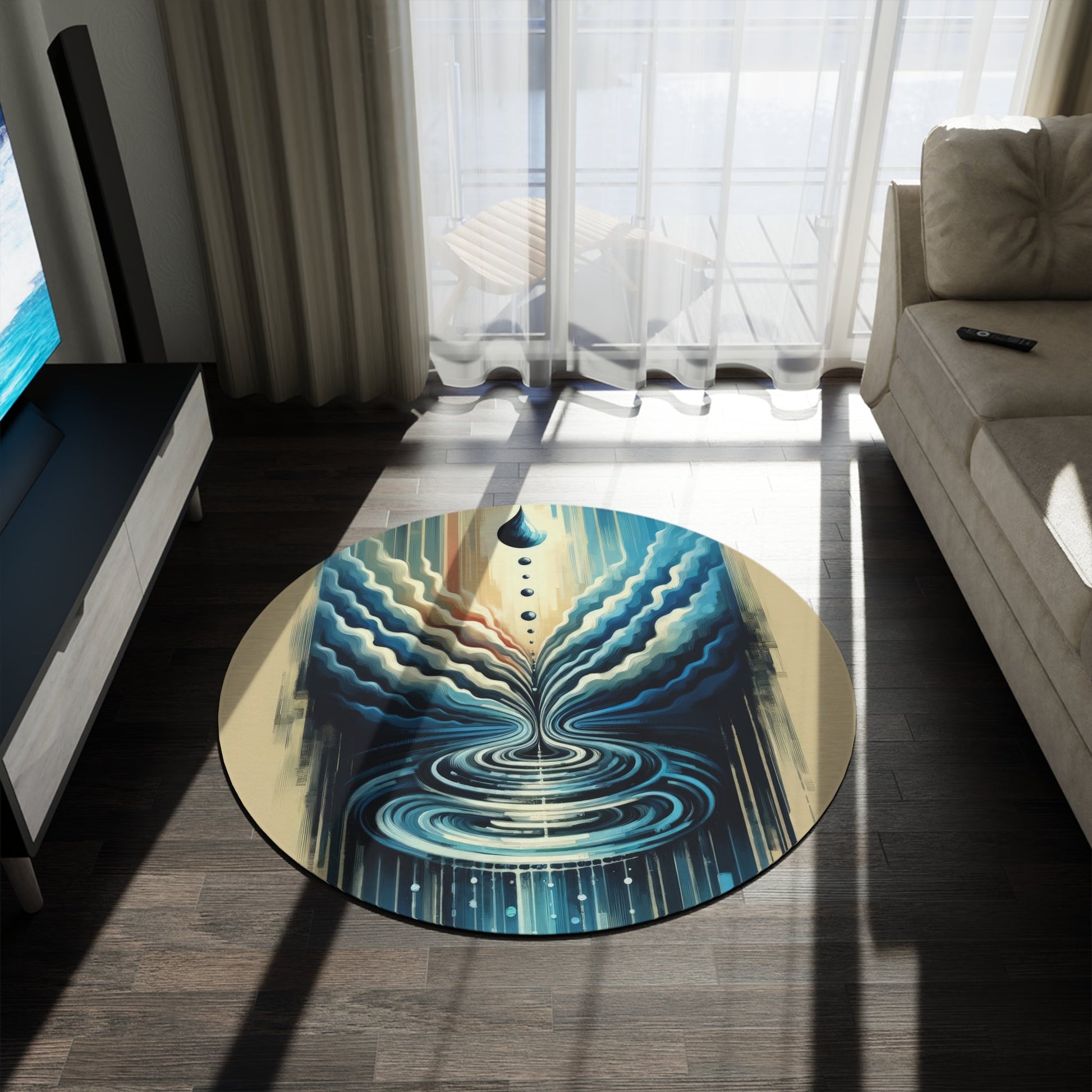 Ripple Effect Abstract Round Rug - ATUH.ART