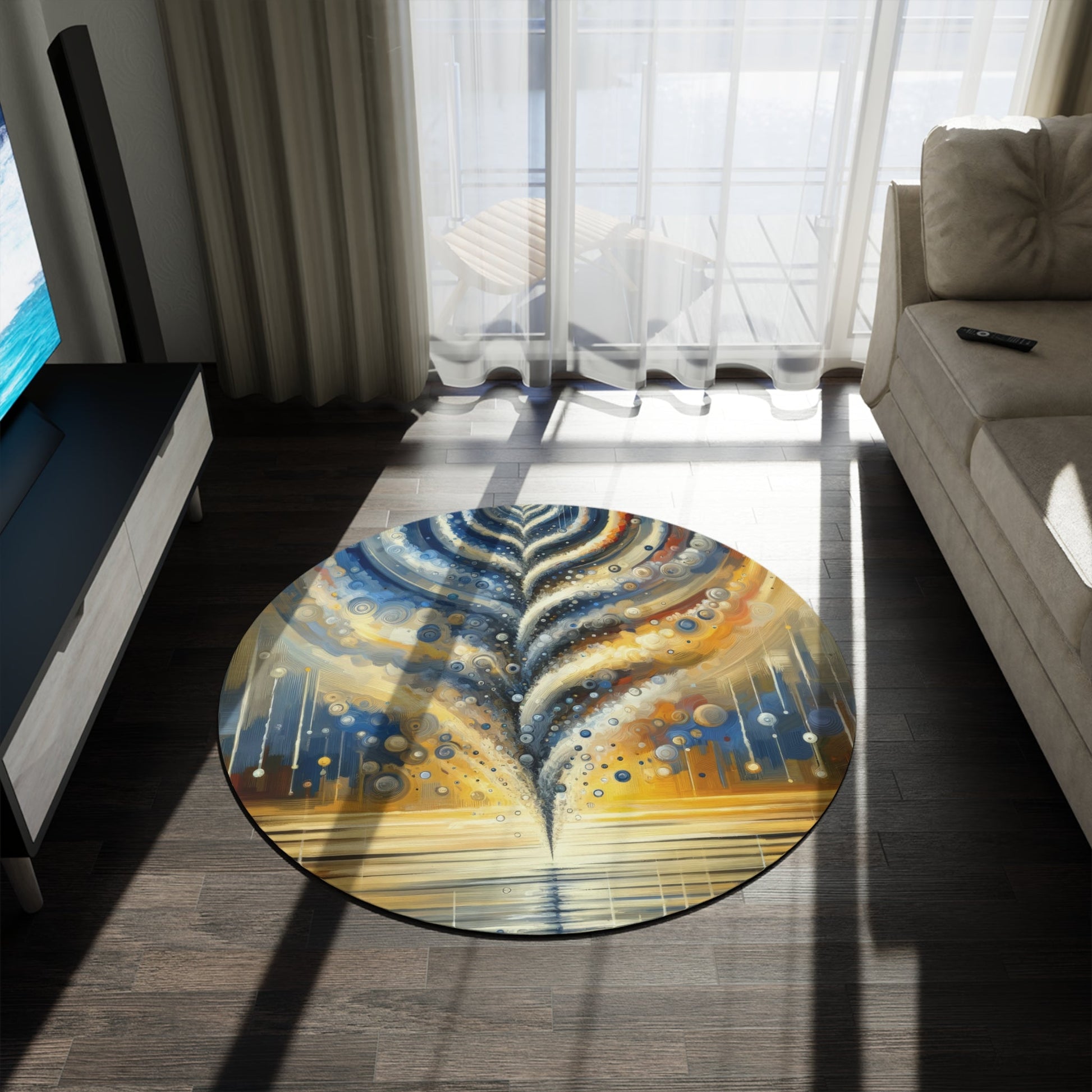 Ripple Effect Abstraction Round Rug - ATUH.ART