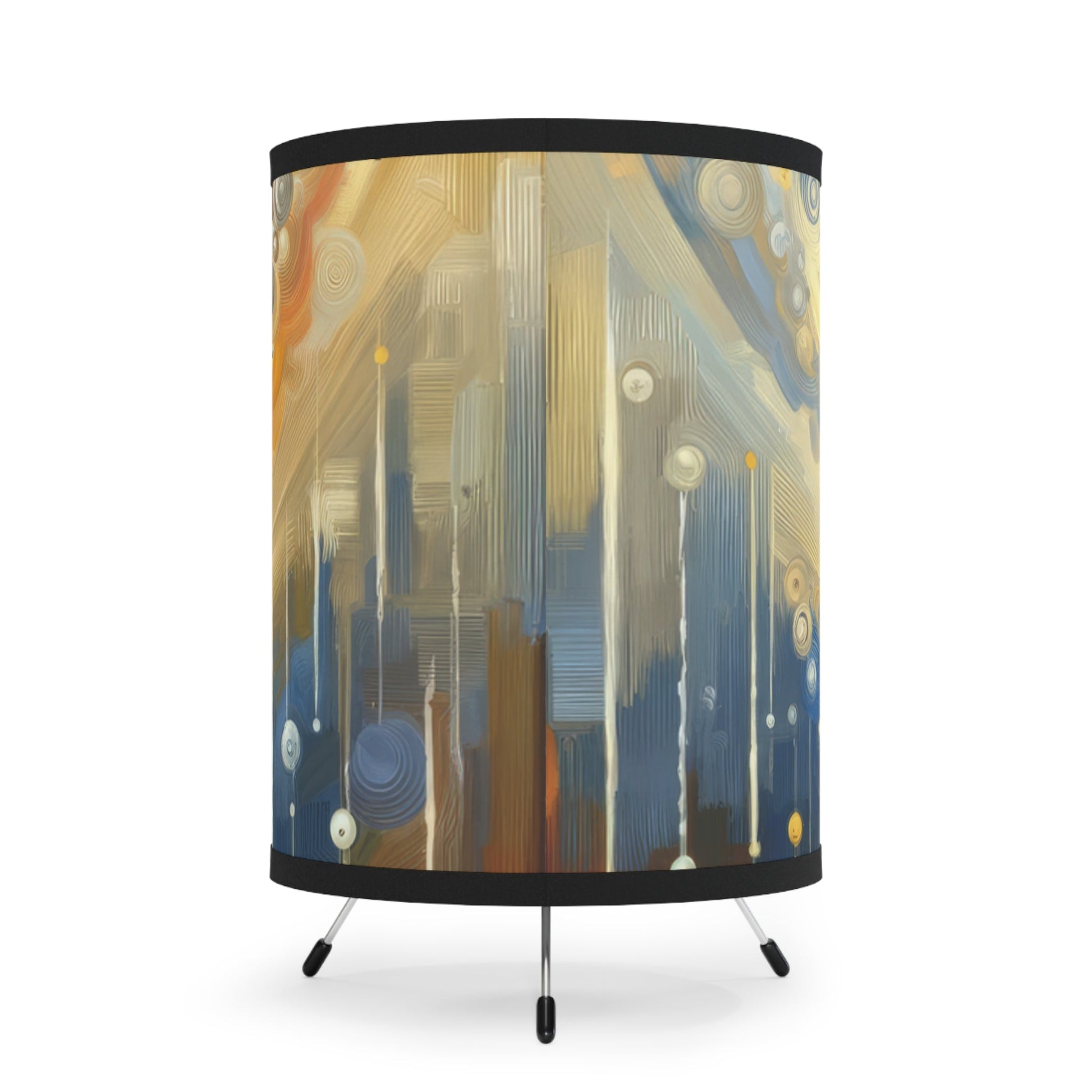 Ripple Effect Abstraction Tripod Lamp with High-Res Printed Shade, US\CA plug - ATUH.ART