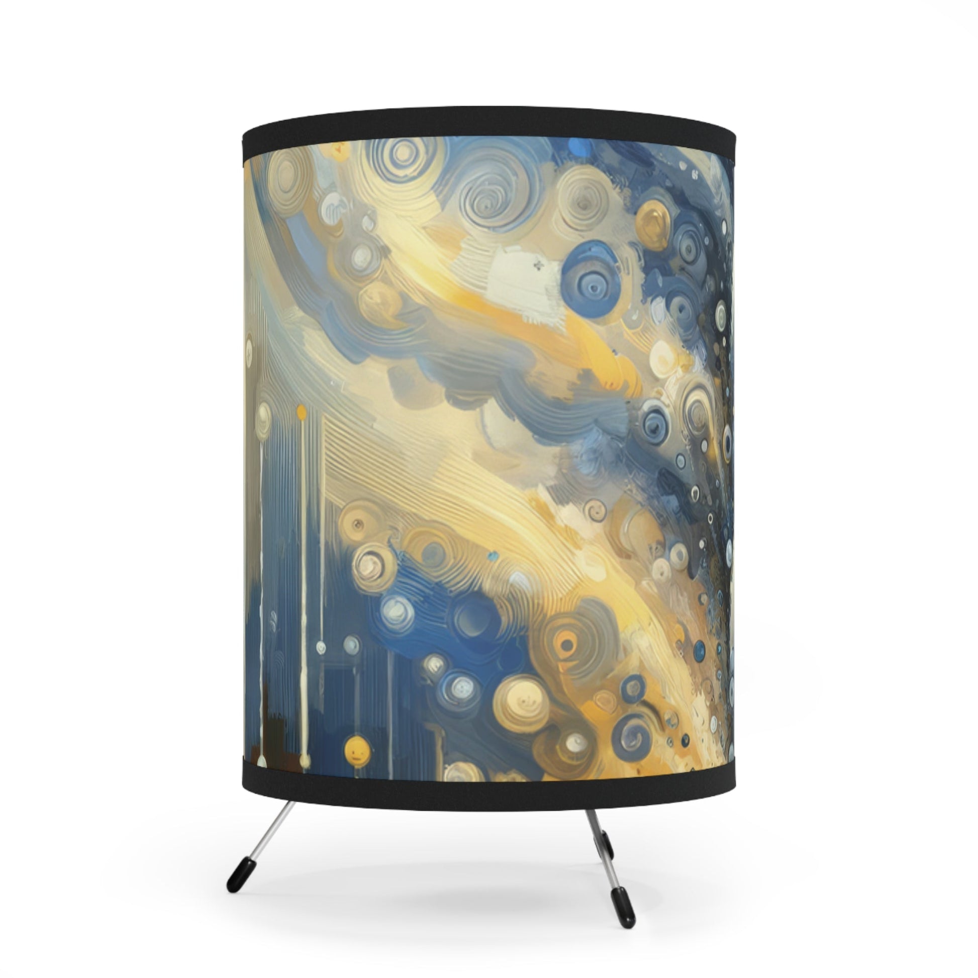 Ripple Effect Abstraction Tripod Lamp with High-Res Printed Shade, US\CA plug - ATUH.ART