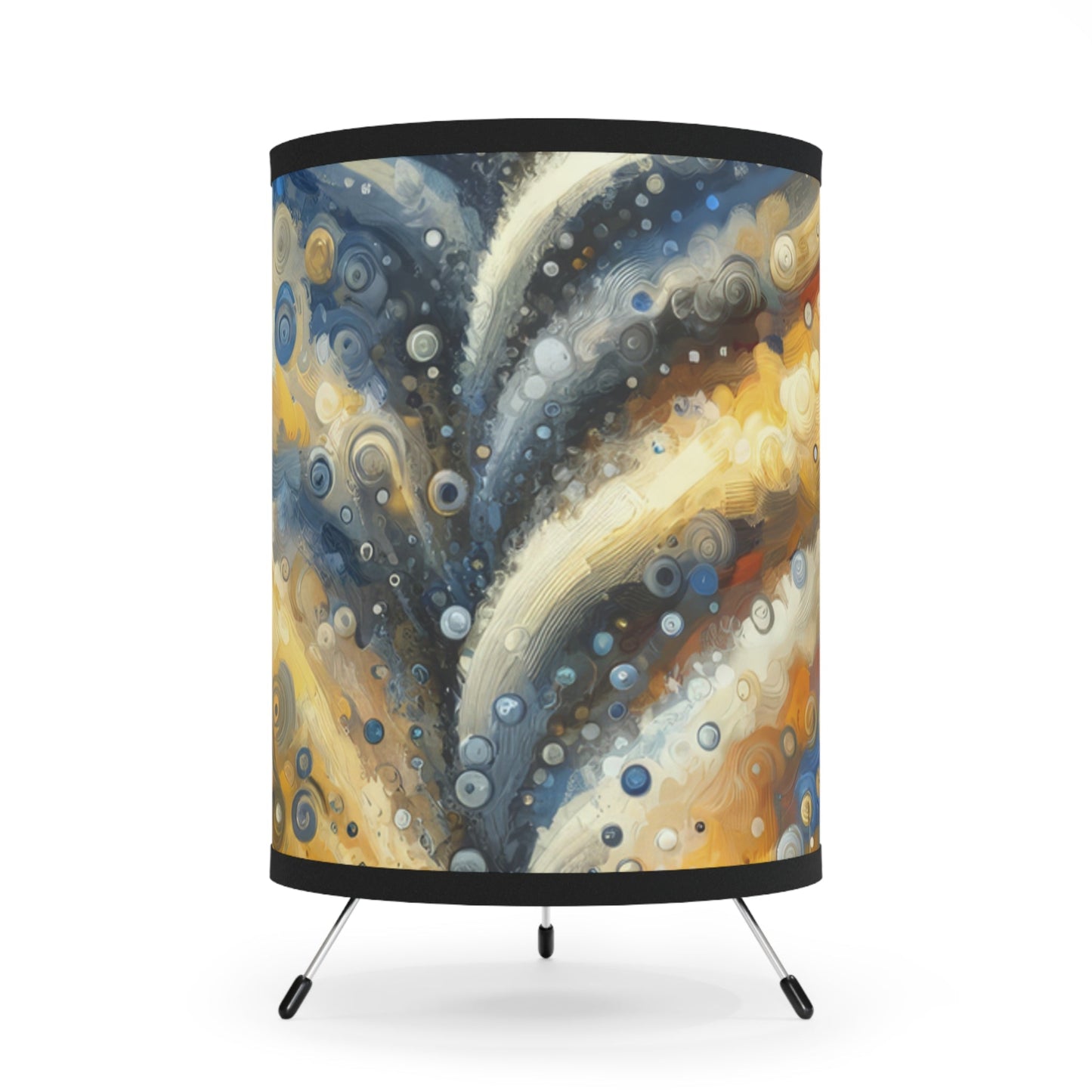 Ripple Effect Abstraction Tripod Lamp with High-Res Printed Shade, US\CA plug - ATUH.ART