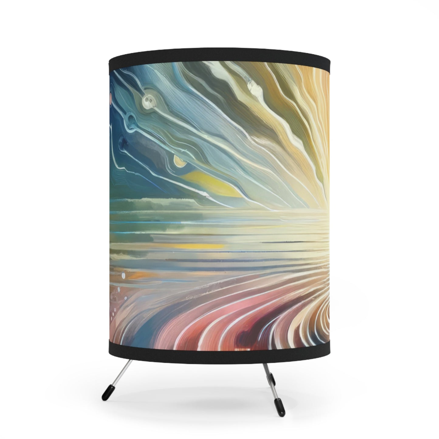 Rippling Community Dynamics Tripod Lamp with High-Res Printed Shade, US\CA plug - ATUH.ART