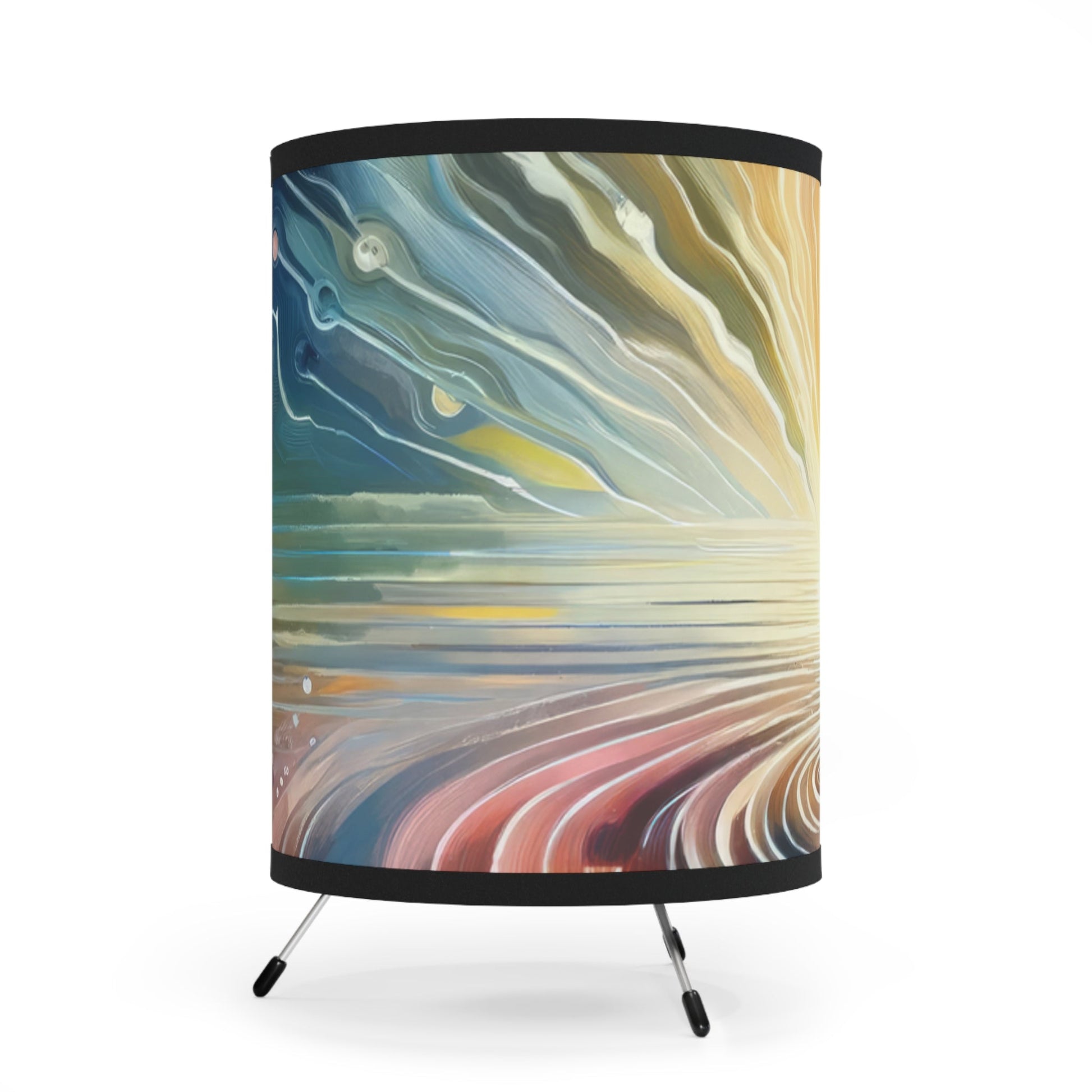 Rippling Community Dynamics Tripod Lamp with High-Res Printed Shade, US\CA plug - ATUH.ART