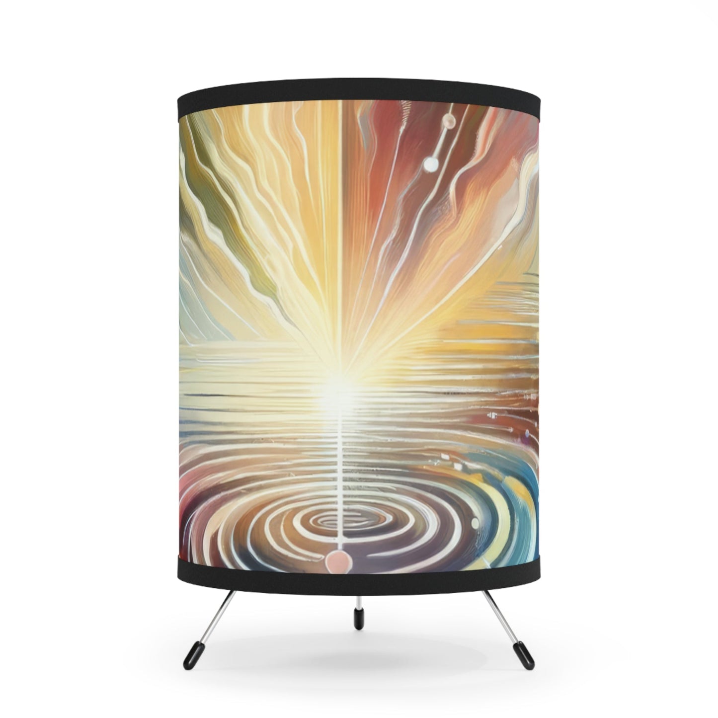 Rippling Community Dynamics Tripod Lamp with High-Res Printed Shade, US\CA plug - ATUH.ART