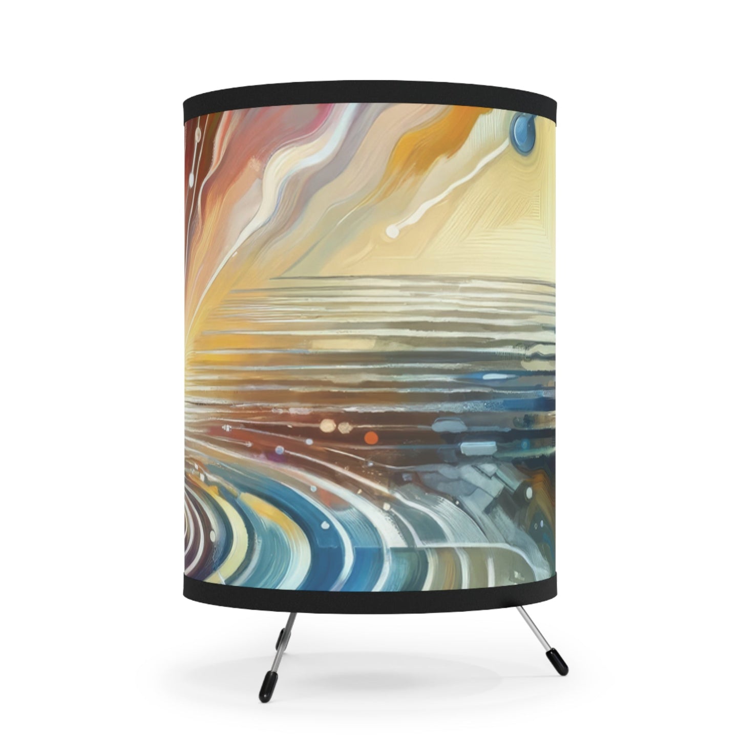 Rippling Community Dynamics Tripod Lamp with High-Res Printed Shade, US\CA plug - ATUH.ART