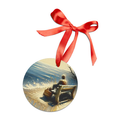 Seaside Solitude Tachism Acrylic Ornament with Ribbon - ATUH.ART