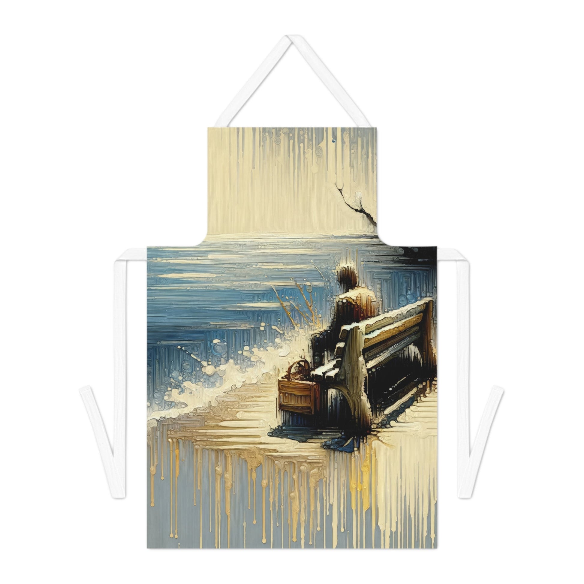 Seaside Solitude Tachism Adult Apron (AOP) - ATUH.ART