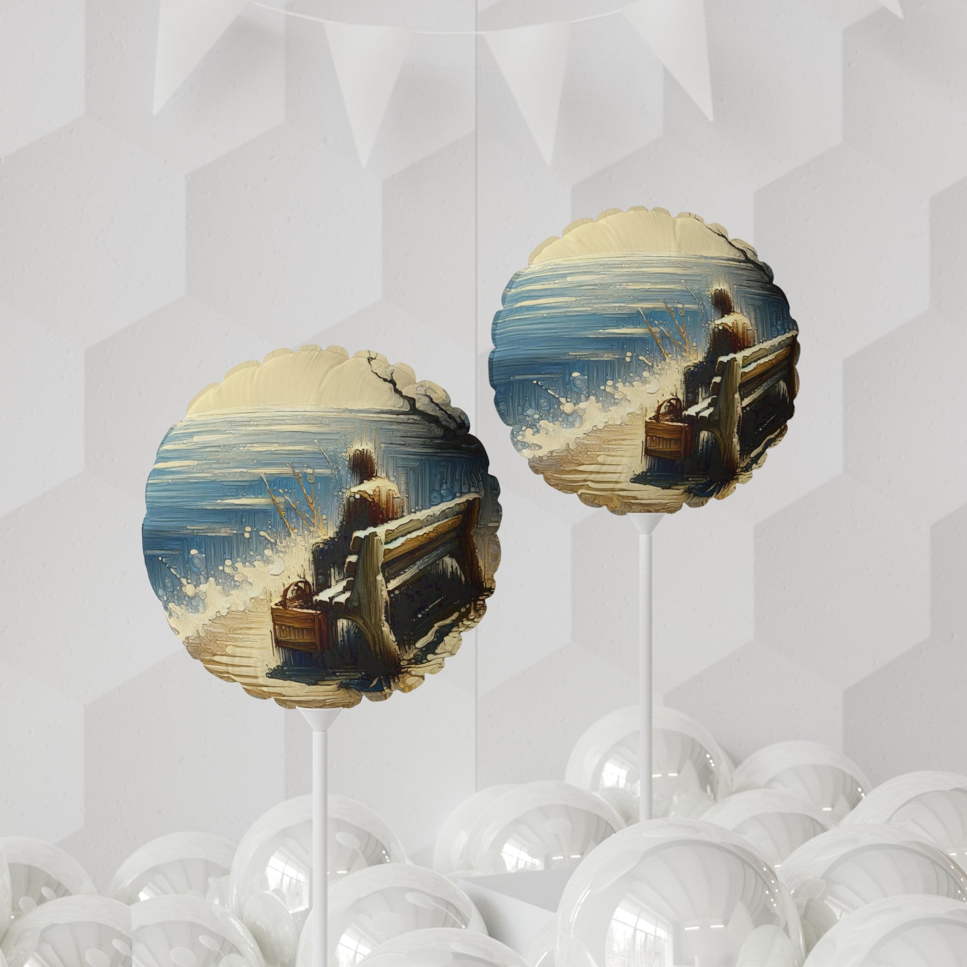 Seaside Solitude Tachism Balloon (Round and Heart-shaped), 11" - ATUH.ART