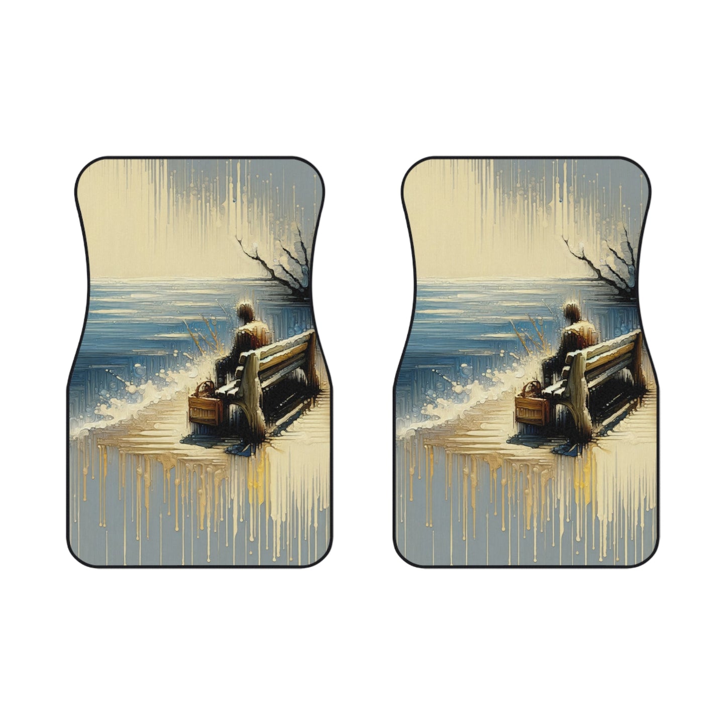 Seaside Solitude Tachism Car Mats (2x Front) - ATUH.ART