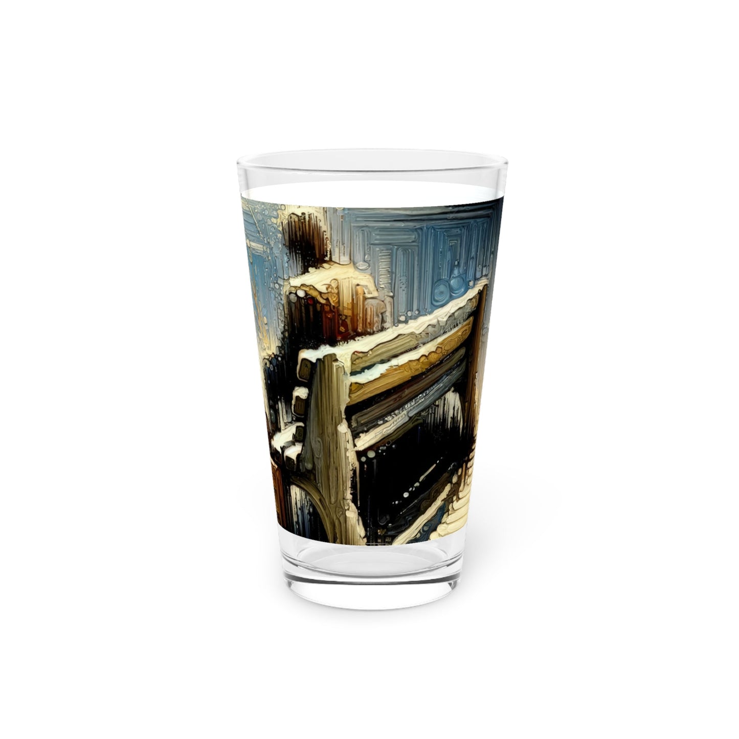 Seaside Solitude Tachism Pint Glass, 16oz - ATUH.ART