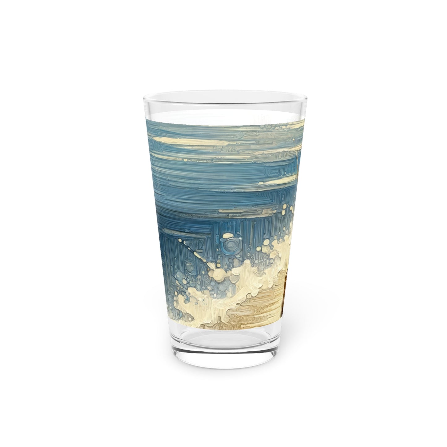 Seaside Solitude Tachism Pint Glass, 16oz - ATUH.ART