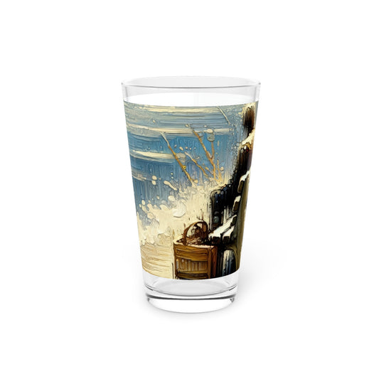 Seaside Solitude Tachism Pint Glass, 16oz - ATUH.ART