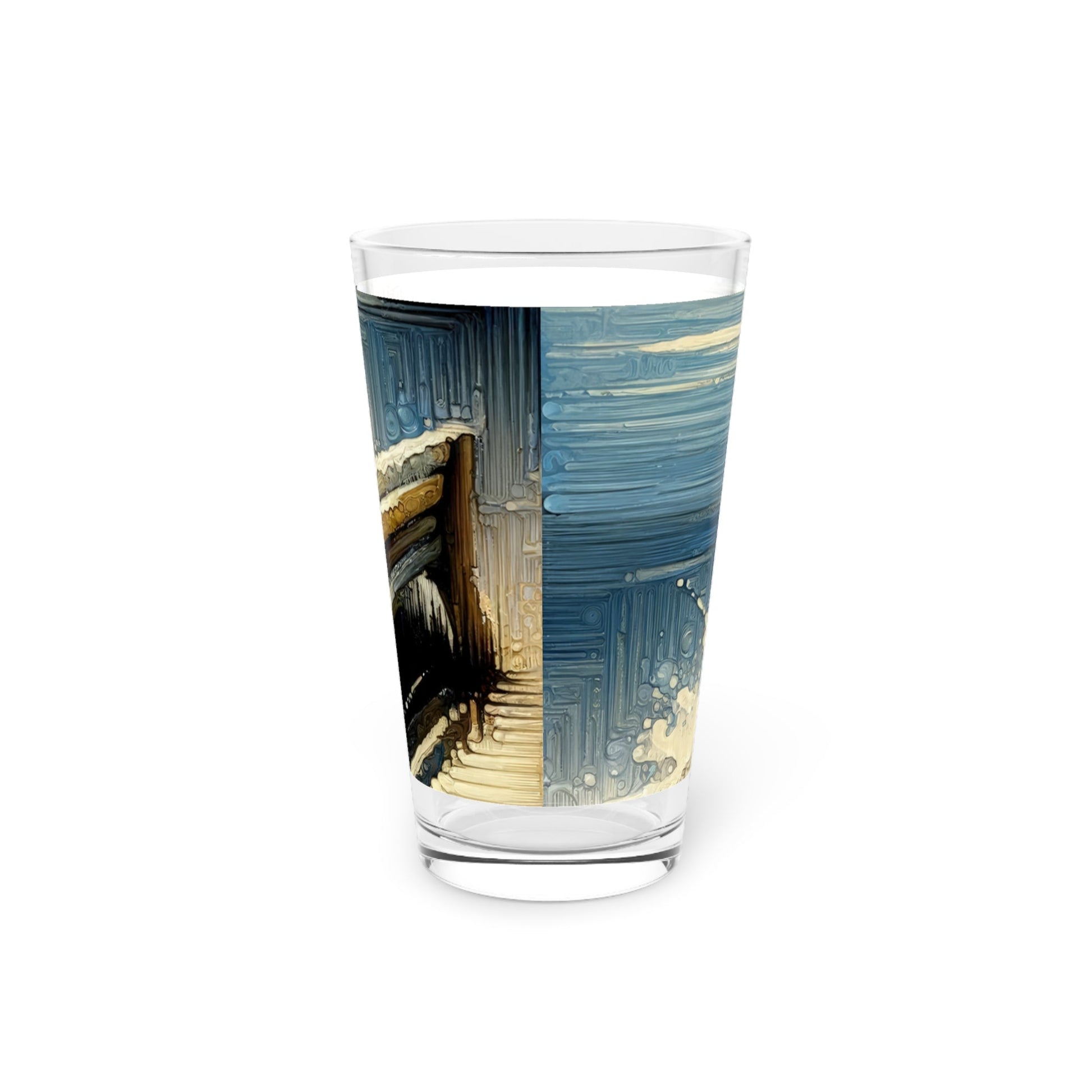 Seaside Solitude Tachism Pint Glass, 16oz - ATUH.ART