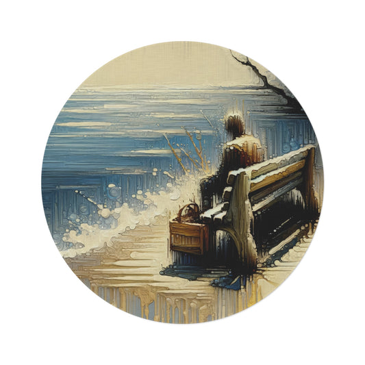 Seaside Solitude Tachism Round Rug - ATUH.ART