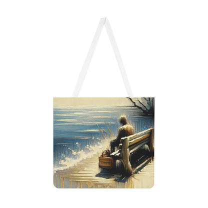 Seaside Solitude Tachism Shoulder Tote Bag (AOP) - ATUH.ART