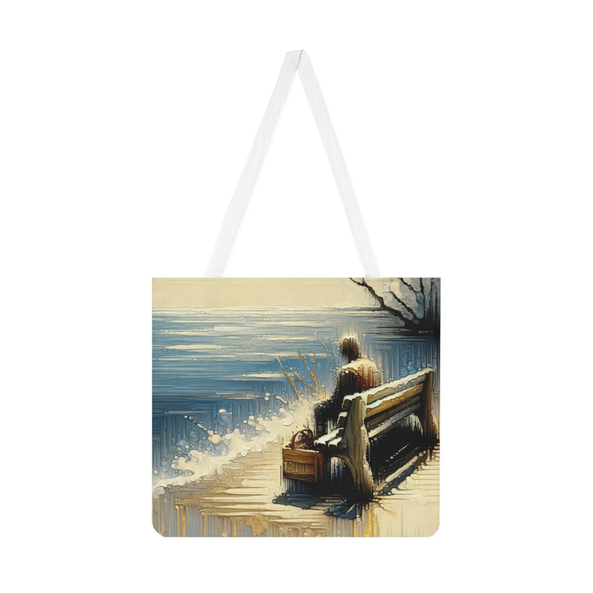 Seaside Solitude Tachism Shoulder Tote Bag (AOP) - ATUH.ART