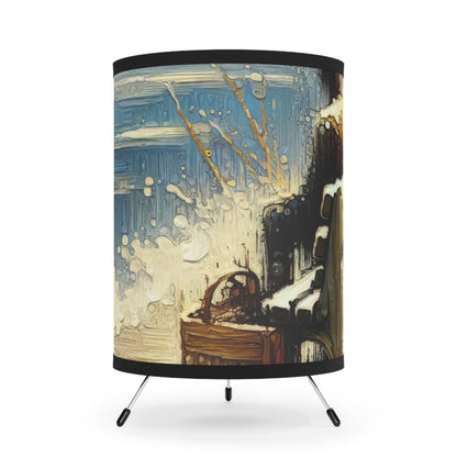 Seaside Solitude Tachism Tripod Lamp with High-Res Printed Shade, US\CA plug - ATUH.ART