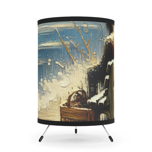 Seaside Solitude Tachism Tripod Lamp with High-Res Printed Shade, US\CA plug - ATUH.ART