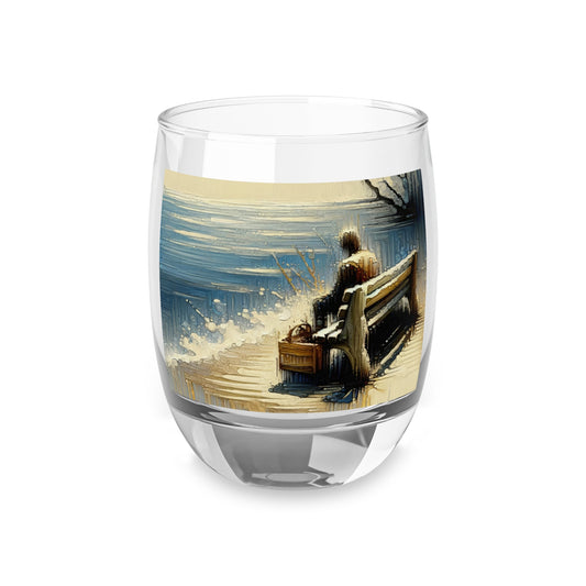 Seaside Solitude Tachism Whiskey Glass - ATUH.ART