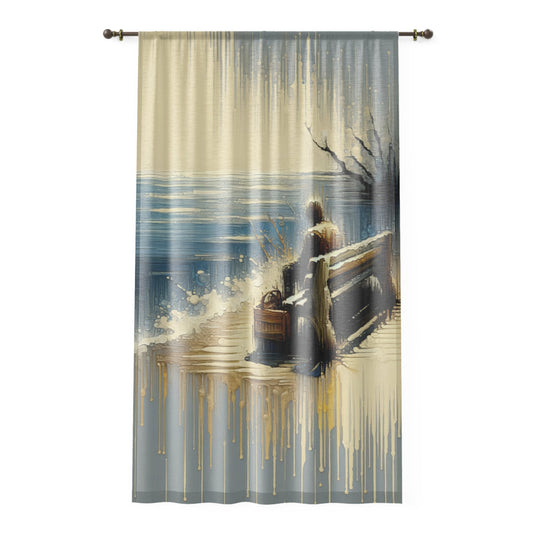 Seaside Solitude Tachism Window Curtain - ATUH.ART
