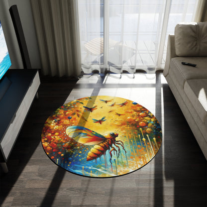 Seasonal Cicada Vibrance Round Rug - ATUH.ART