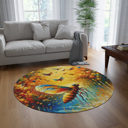 Seasonal Cicada Vibrance Round Rug - ATUH.ART