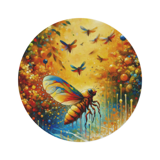 Seasonal Cicada Vibrance Round Rug - ATUH.ART